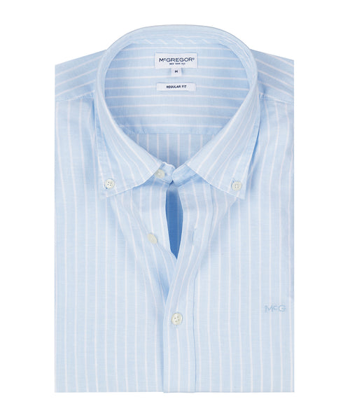 Shirt Cotton Linen Stripe | Light Blue