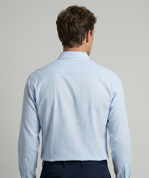 Shirt Cotton Linen Stripe | Light Blue