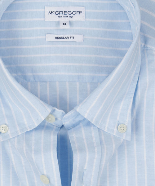 Shirt Cotton Linen Stripe | Light Blue