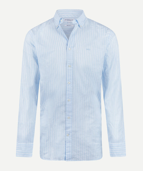 Shirt Cotton Linen Stripe | Light Blue