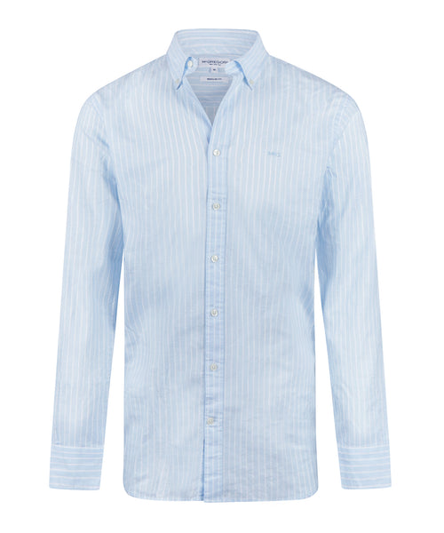 Shirt Cotton Linen Stripe | Light Blue
