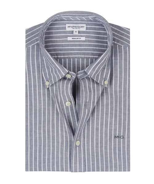 Shirt Cotton Linen Stripe | Indigo