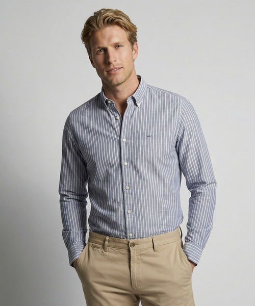 Shirt Cotton Linen Stripe | Indigo