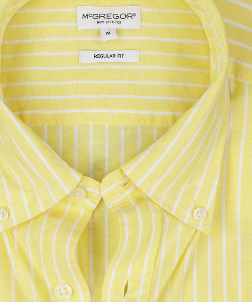 Overhemd Katoen Linnen Streep | Light Yellow