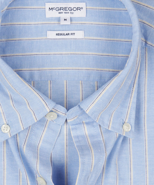Overhemd Katoen Linnen Grote Streep | Light Blue