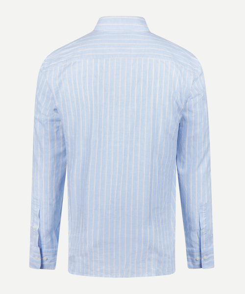 Shirt Cotton Linen Wide Stripe | Light Blue
