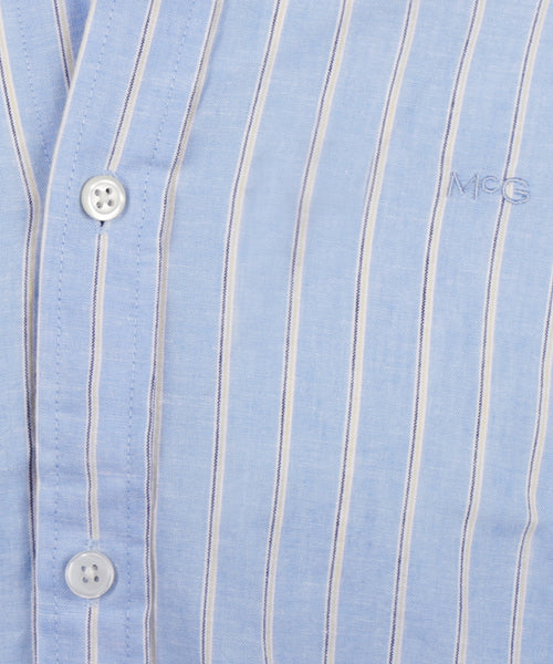Shirt Cotton Linen Wide Stripe | Light Blue