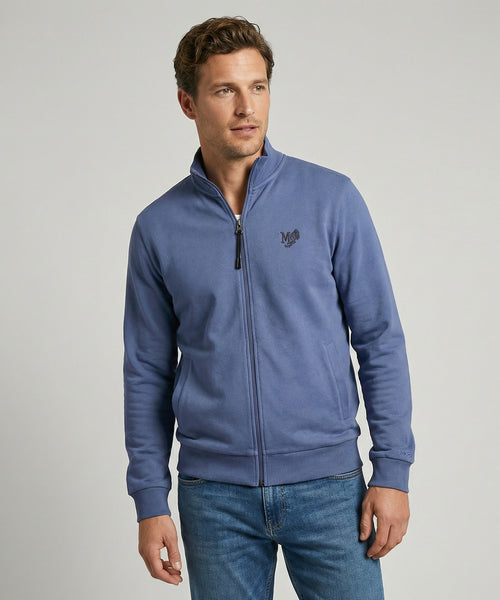 Zip Thru Sweat Cardigan | Vintage Blue