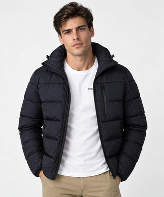 Hooded Bomber Jacket | Navy