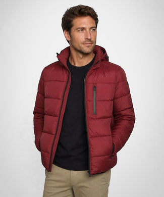 Hooded Bomber Jacket | Burgundy