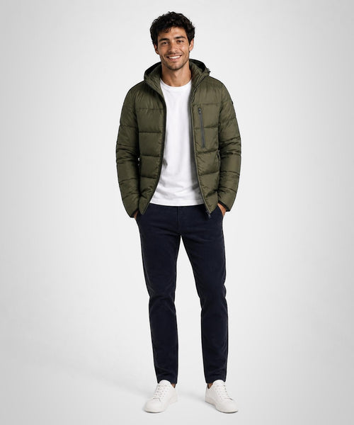 Hooded Bomber Jacket | Dark Olive