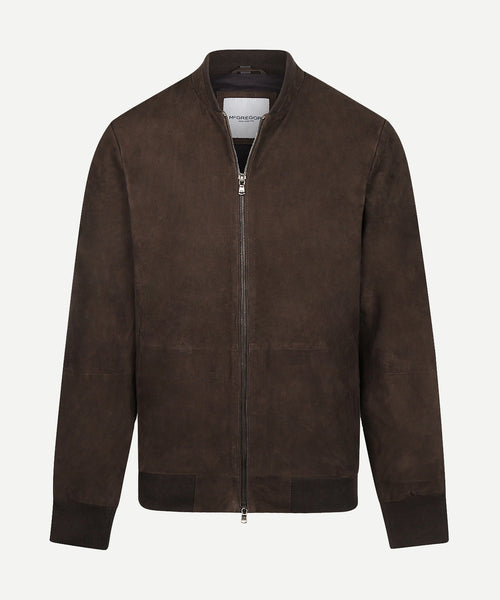 Suede Bomber Jacket | Chocolate Brown