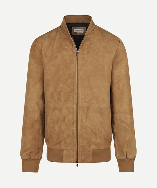 Suede Bomber Jacket | Camel