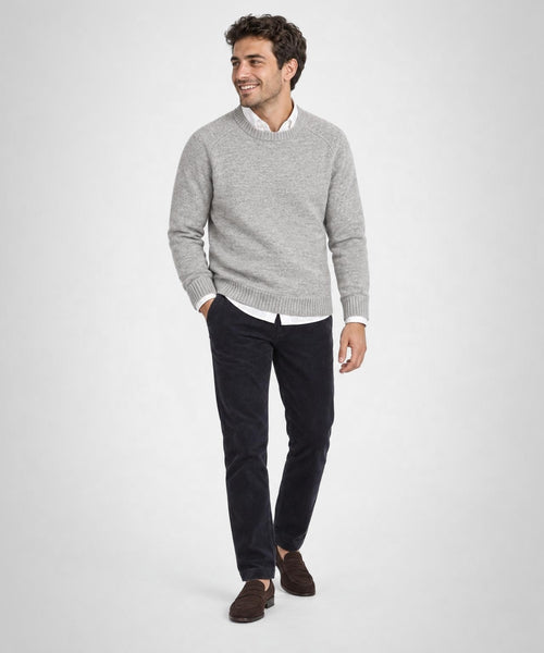 Trui Lamswol Ronde Hals | Medium Grey Melange