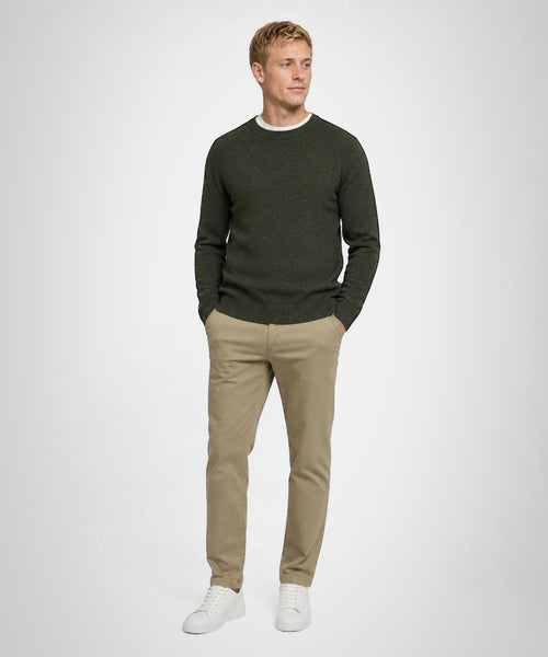 Trui Lamswol Ronde Hals | Dark Olive
