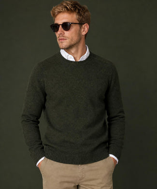 Trui Lamswol Ronde Hals | Dark Olive