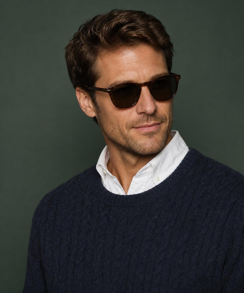 Cable Trui Lamswol Ronde Hals | Navy