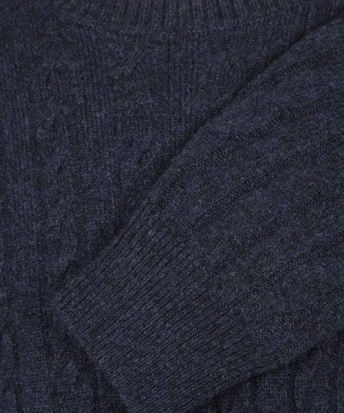 Cable Trui Lamswol Ronde Hals | Navy
