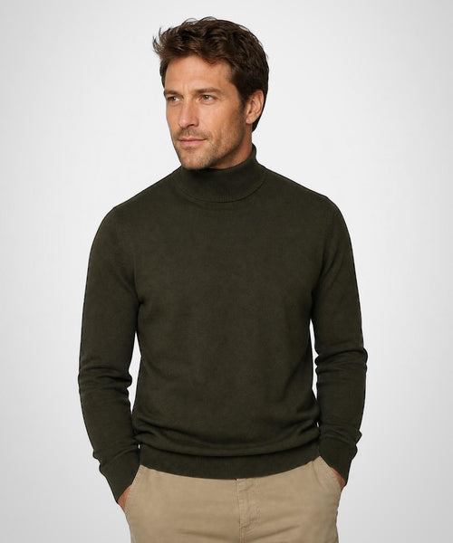 Trui Katoen-Kasjmier Col | Dark Olive