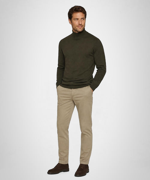 Trui Katoen-Kasjmier Col | Dark Olive