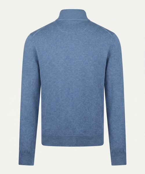 Zip Mock Trui Katoen-Kasjmier | Vintage Blue