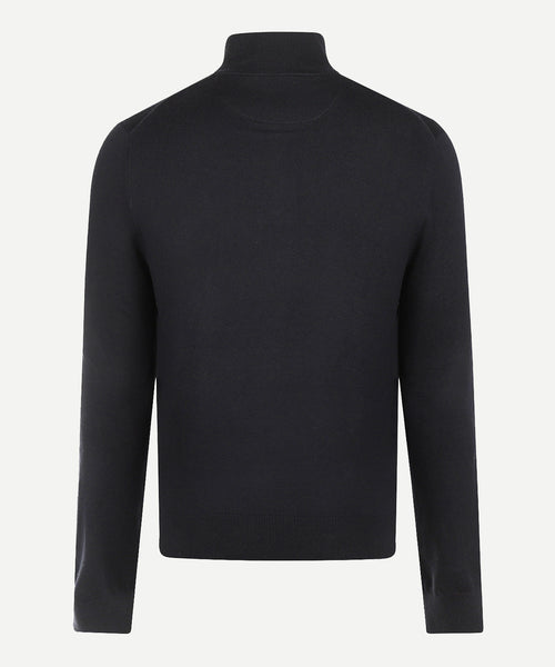 Zip Mock Trui Katoen-Kasjmier | Navy