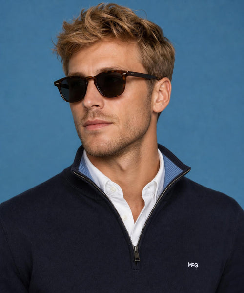 Zip Mock Trui Katoen-Kasjmier | Navy