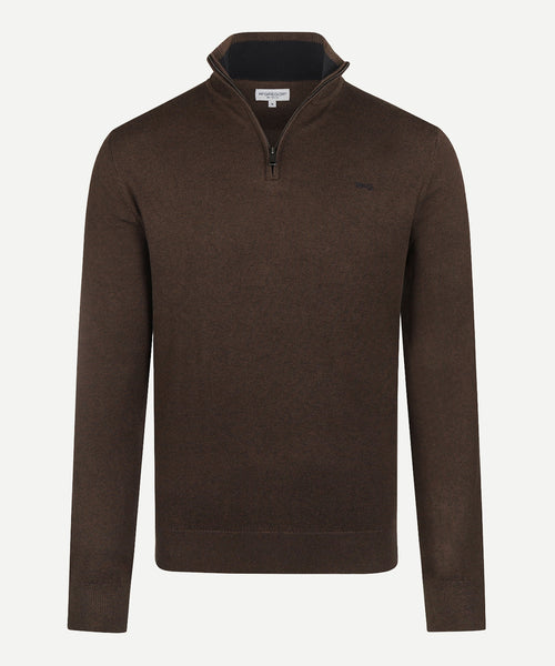 Zip Mock Trui Katoen-Kasjmier | Chocolate Brown