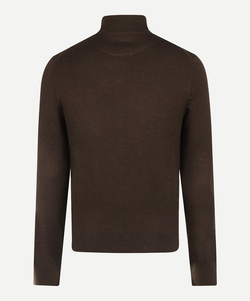 Zip Mock Trui Katoen-Kasjmier | Chocolate Brown
