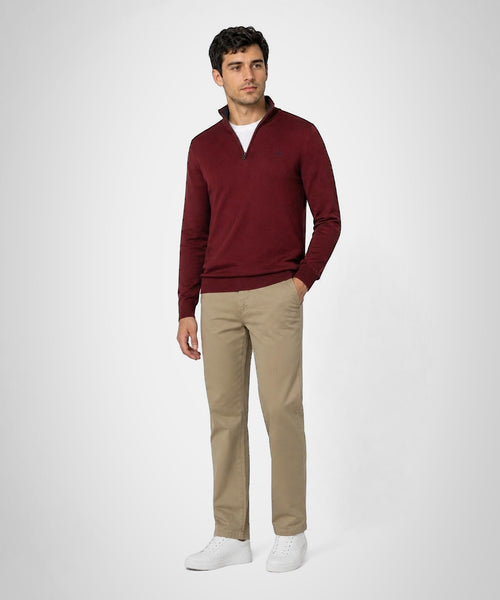 Zip Mock Trui Katoen-Kasjmier | Burgundy