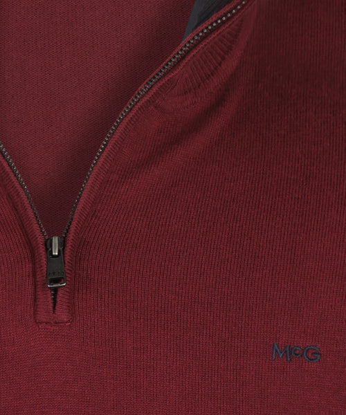Zip Mock Trui Katoen-Kasjmier | Burgundy