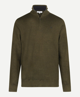 Zip Mock Trui Katoen-Kasjmier | Dark Olive