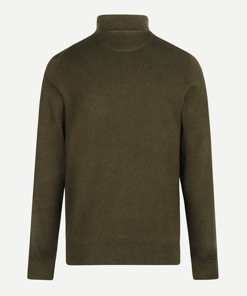Zip Mock Trui Katoen-Kasjmier | Dark Olive