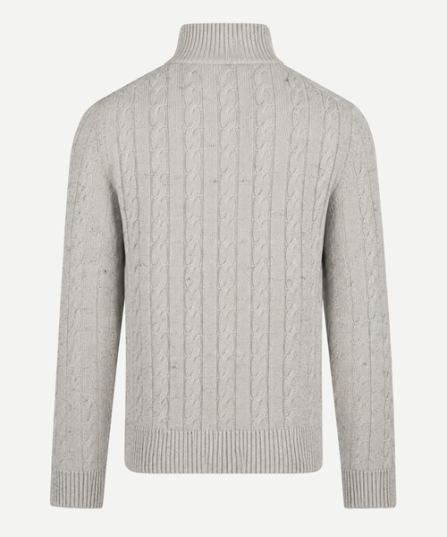 Cable Zip Mock Trui Lamswol | Medium Grey Melange