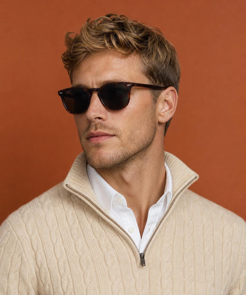 Cable Zip Mock Trui Lamswol | Stone
