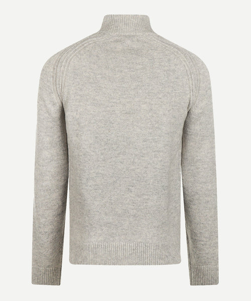 Zip Mock Ribbed Sweater Lambswool | Medium Grey Melange
