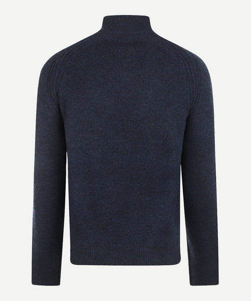 Zip Mock Ribbed Lambswool Sweater | Navy