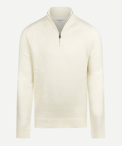 Zip Mock Ribbed Sweater Lamb's Wool | Off White