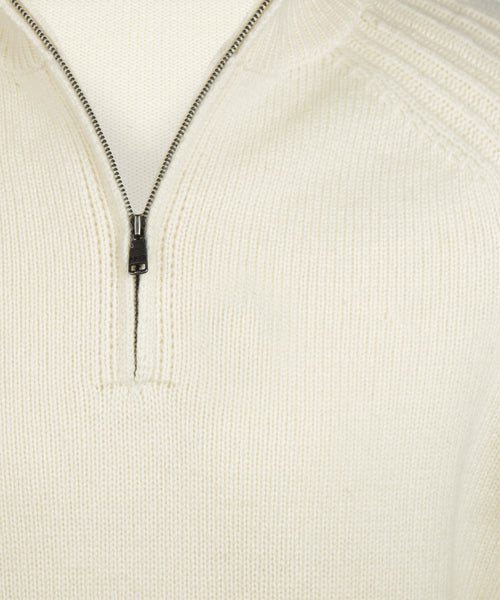 Zip Mock Ribbed Sweater Lamb's Wool | Off White