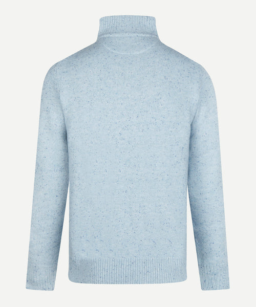 Fisherman's Zip Mock Wool Sweater | Light Blue