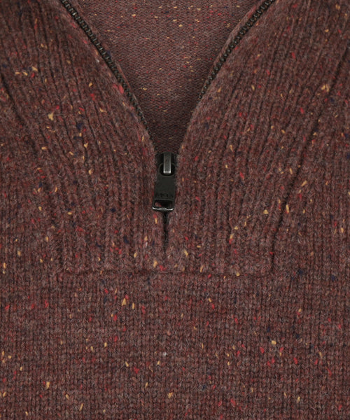 Fisherman's Zip Mock Wool Sweater | Chocolate Brown