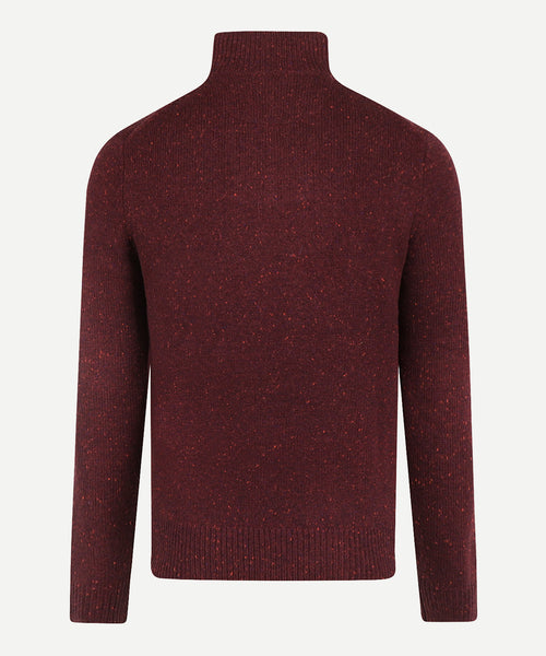 Fisherman's Zip Mock Wool Sweater | Burgundy