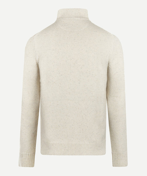 Fisherman's Zip Mock Wool Sweater | Stone