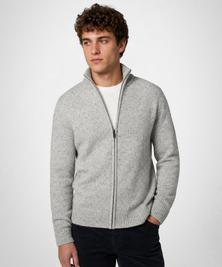 Fishermans Zip Thru Vest Wol | Medium Grey Melange