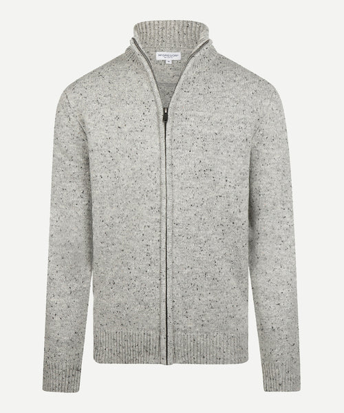 Fishermans Zip Thru Vest Wol | Medium Grey Melange