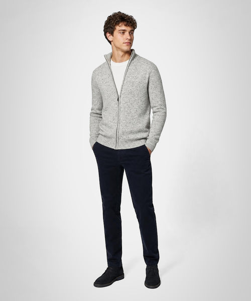 Fishermans Zip Thru Vest Wol | Medium Grey Melange
