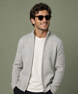 Fishermans Zip Thru Vest Wol | Medium Grey Melange