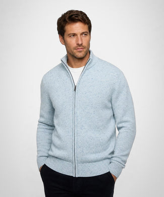 Fishermans Zip Thru Vest Wol | Light Blue