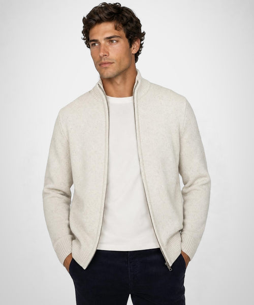 Fishermans Zip Thru Vest Wol | Stone