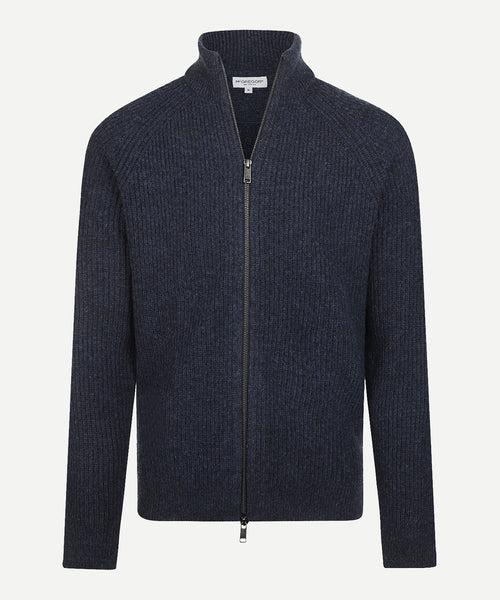 Zip Thru Ribbed Vest Lambswool | Navy